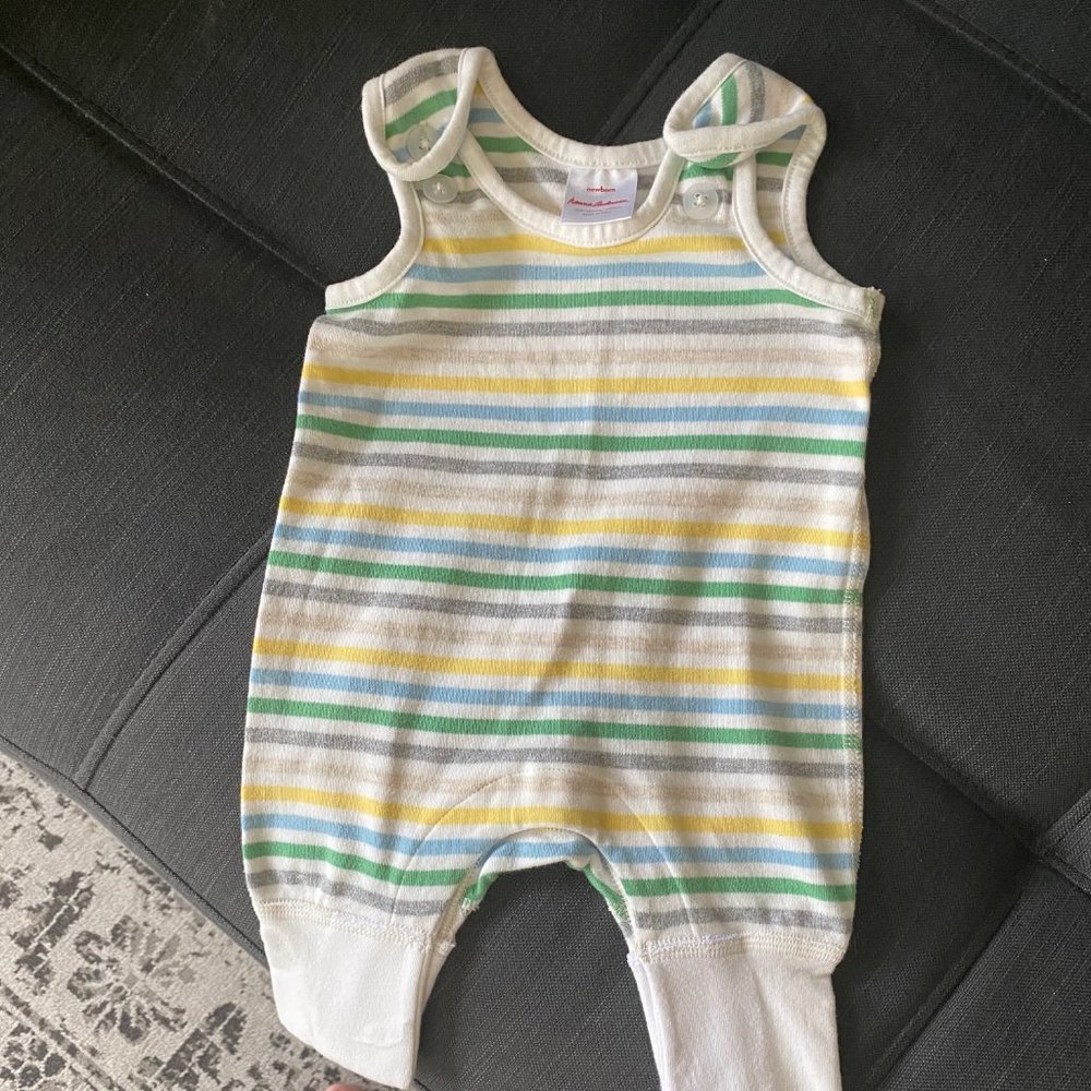 Hanna Andersson Baby Overalls Newborn Striped Multi-Color Organic Cotton